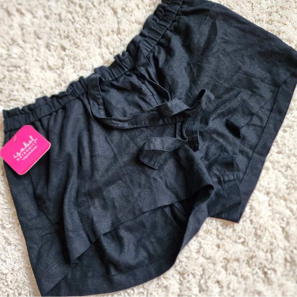 Isabel Maternity: "Tie Front Pull On" Shorts, Sizes L and  XL Women Black, NWT